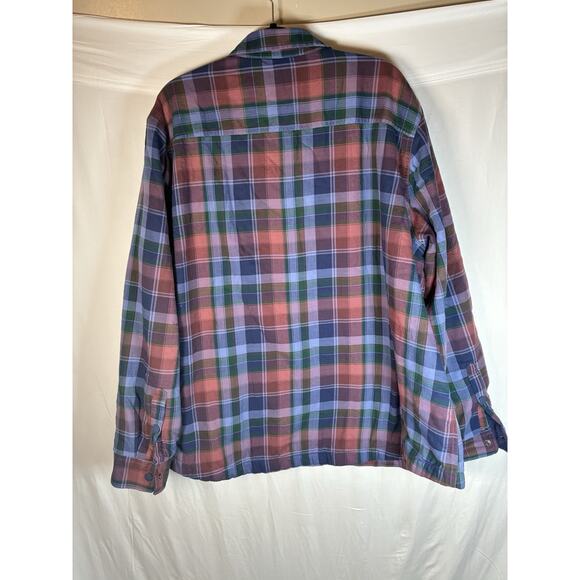 LL Bean Womens 2X Plaid Flannel Fleece Lined Shacket Shirt Snap Button Up Cozy - Picture 4 of 8